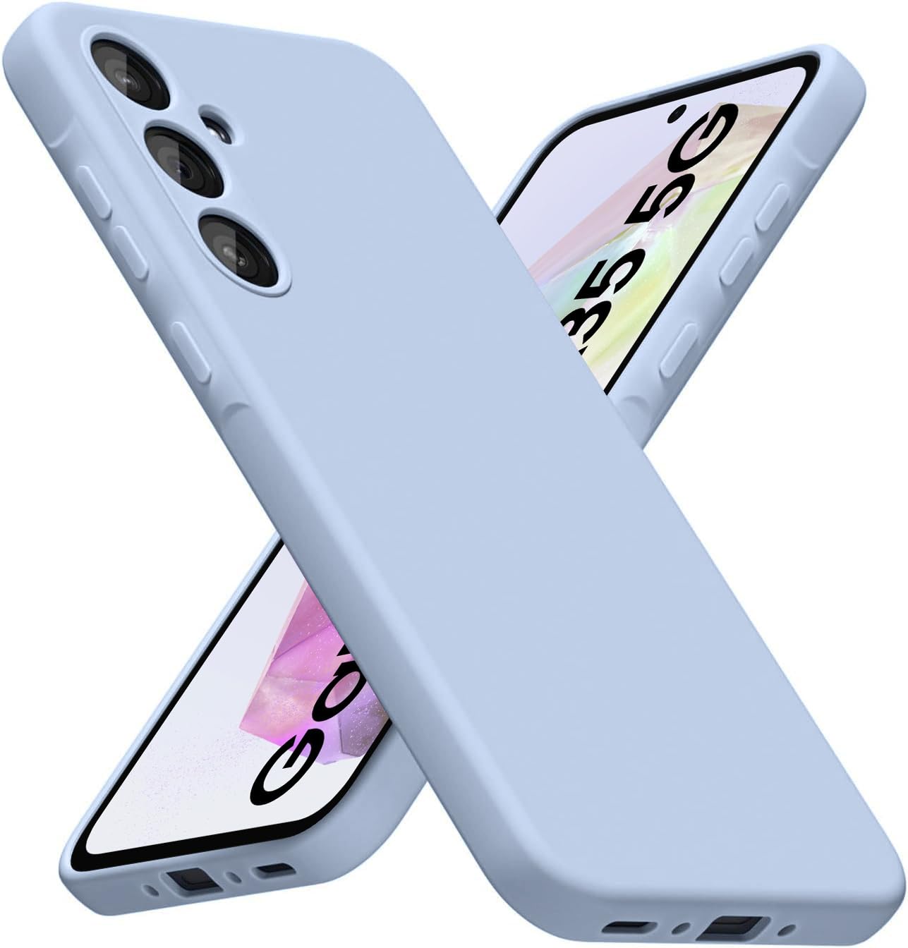 DIZORO Microfiber Candy Case for Samsung A35 5G Smooth Touch Cushion Liquid Soft Silicone Gel Rubber Phone Cases Non-Slip Full Body Protective Shockproof Back Cover -Sierra Blue-image-31