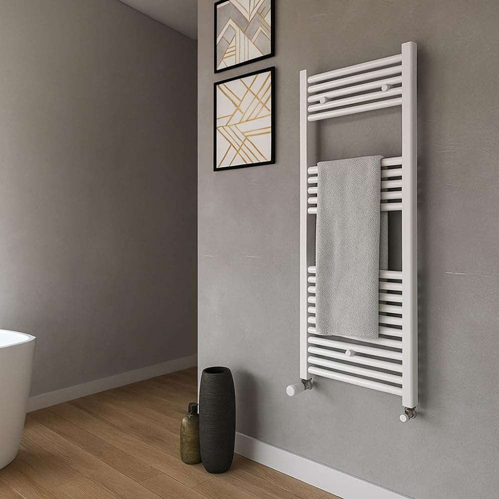 OGOMONDO Termoarredo Bianco Bagno Acciaio Calorifero Termosifone H1200xL500xI450 23 Tubi