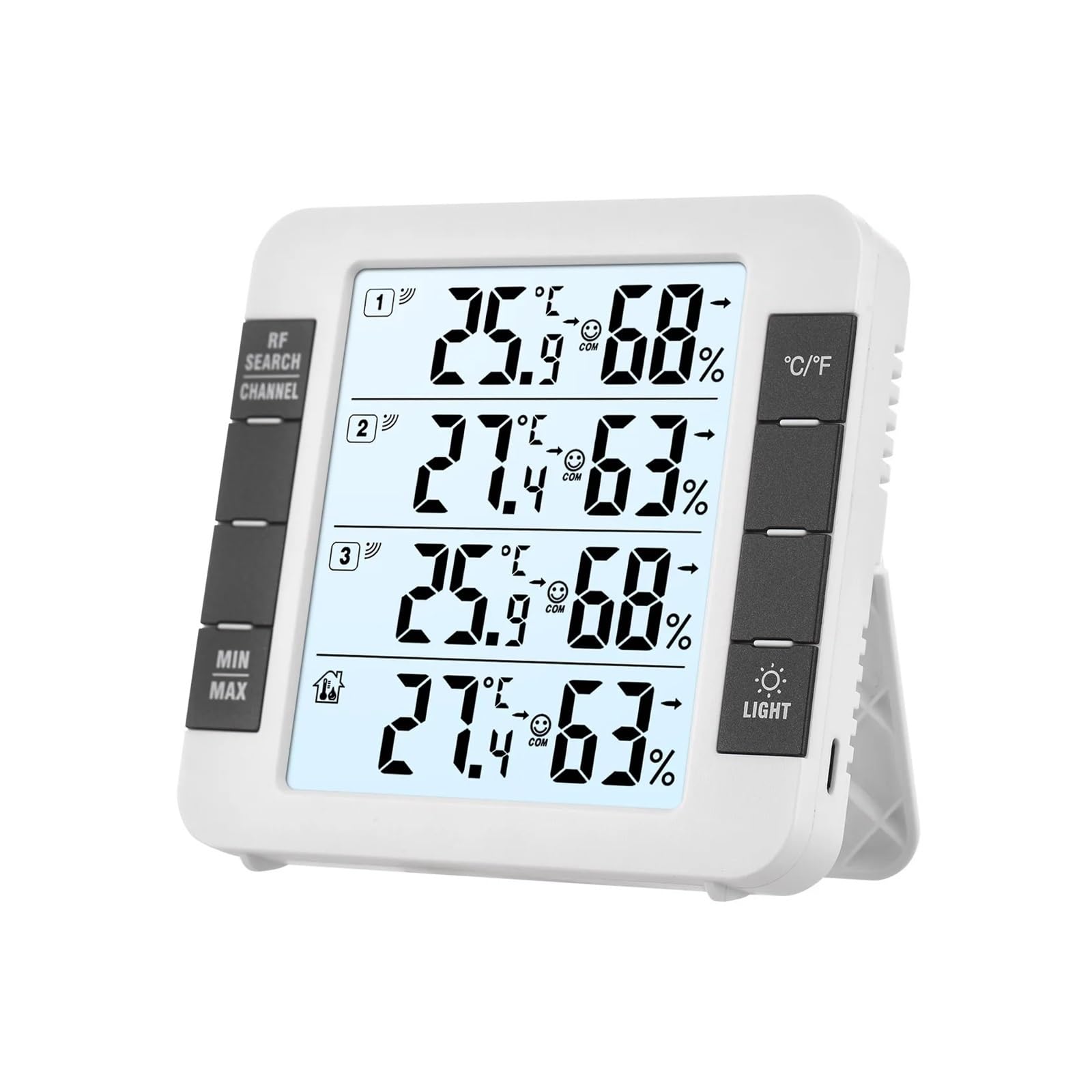 Thermo-hygromètre Numérique À 3 Canaux Avec Capteur À Distance 328 Pieds/100 M Thermomètre Et Hygromètre Rétroéclairés Moniteur Précis