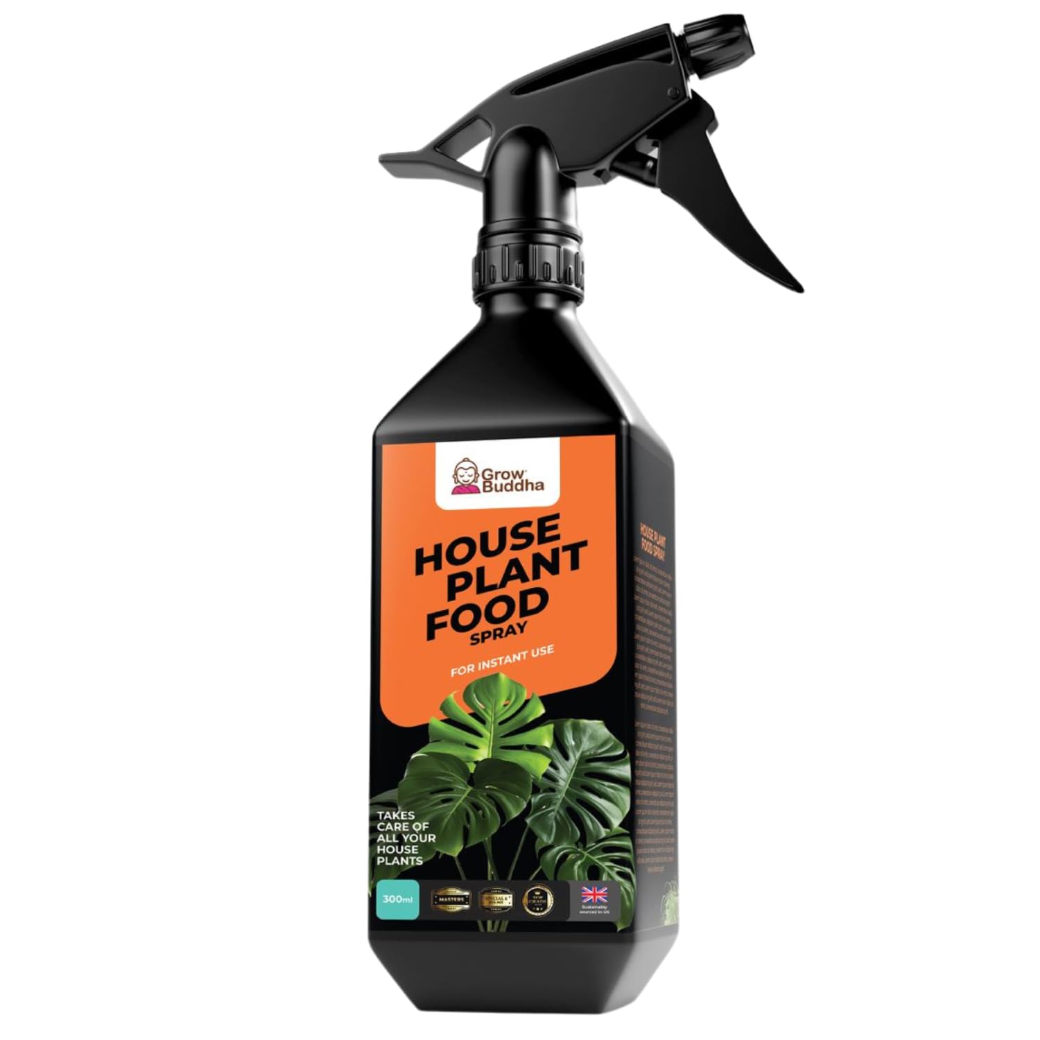 Grow Buddha House Plant Food Spray - 350ml Foliar Fertiliser - Indoor Plant Food Magic - Ready-to-Spray Elixir for Happy, Healthy House Plants