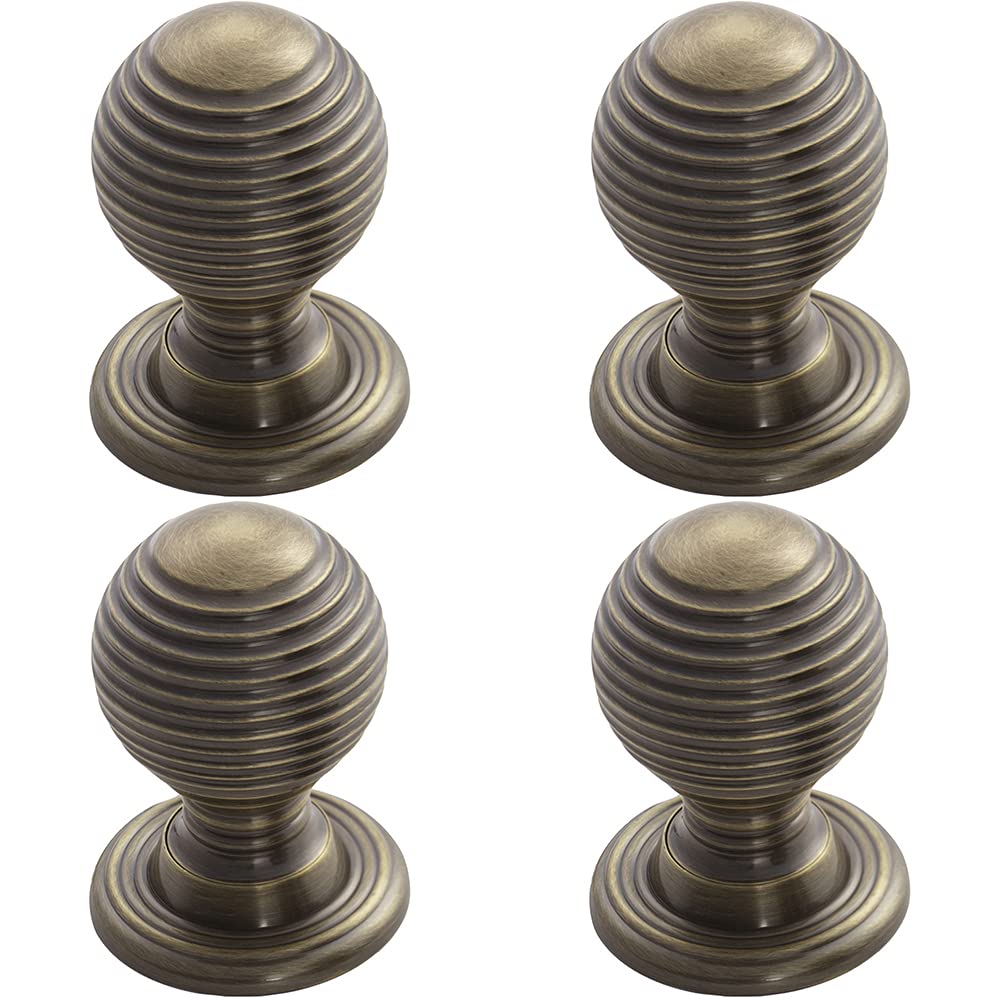 4X Textured Reeded Ball Cupboard Door Knob 23Mm Dia Florentine Bronze Handle 5056524203750