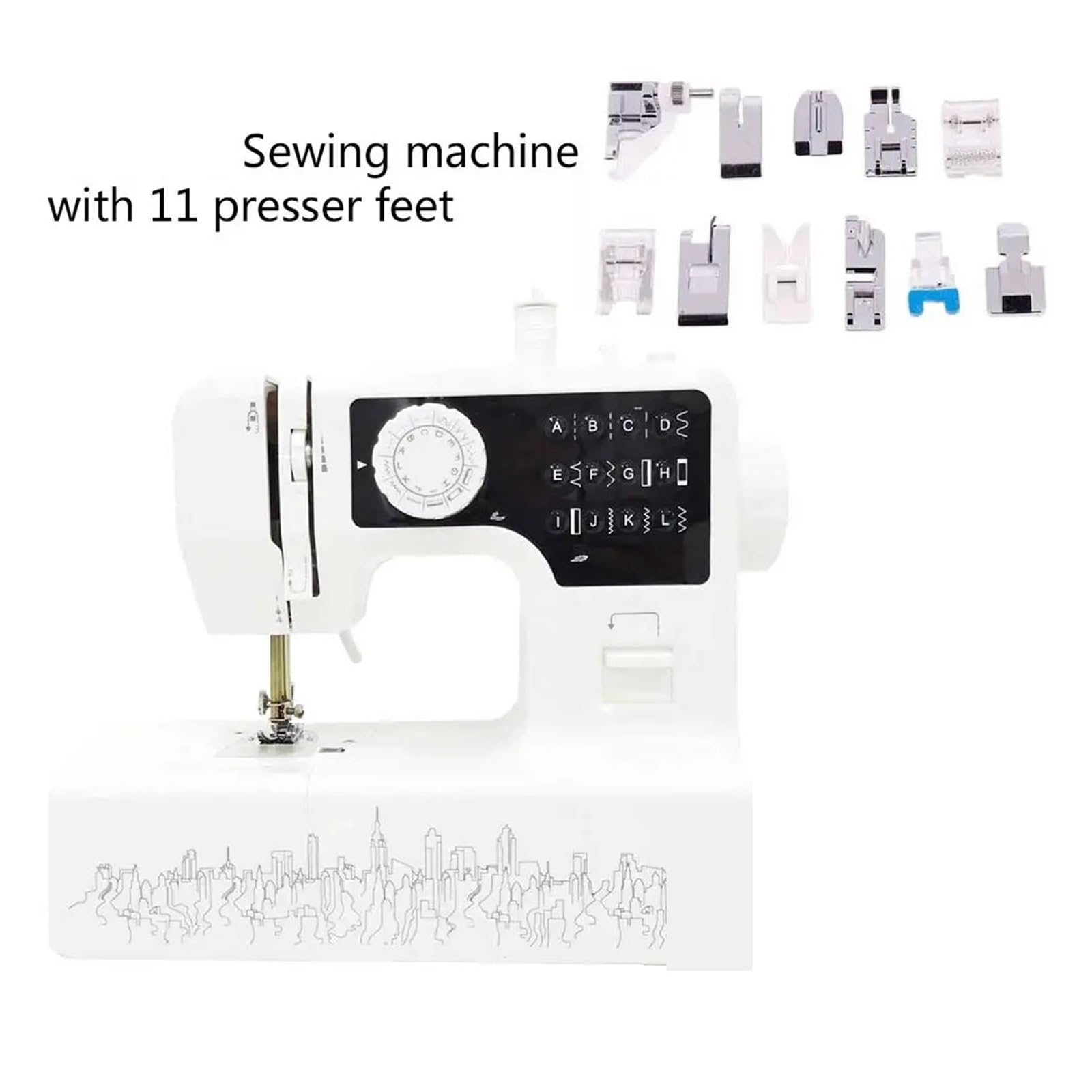 Máquina De Coser Con 12 Patrones Puntadas Incorporados, Miniluz Nocturna Portátil For El Hogar, Stent Metal Inverso Potente Silenciosa Y Estable(Sewing machine B)