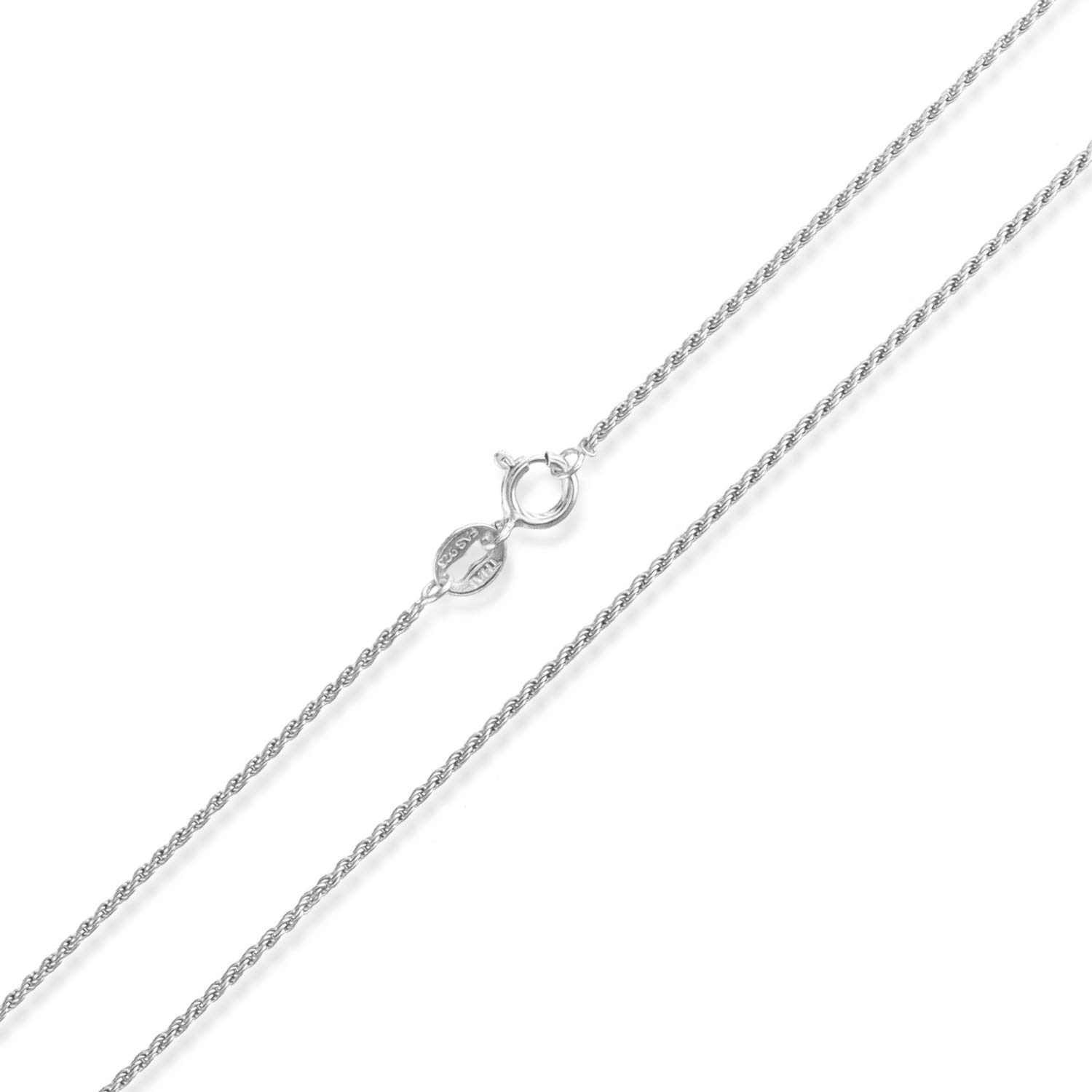 STONIQUE CREATIONSSterling Silver Chain 1.1mm 1.5mm 2mm Rope Chain Necklace for Women Solid Italian Nickel-Free, 16-30 Inch