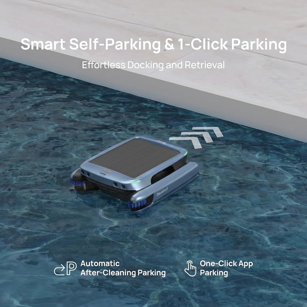Beatbot iSkim Ultra Solar-Powered Auto Pool Skimmer 247 Cleaning Built-in Water Clarification Smart App & Voice Control Dual Charging Precision Edge & Corner Cleanup Navy Blue product thumbnail 7