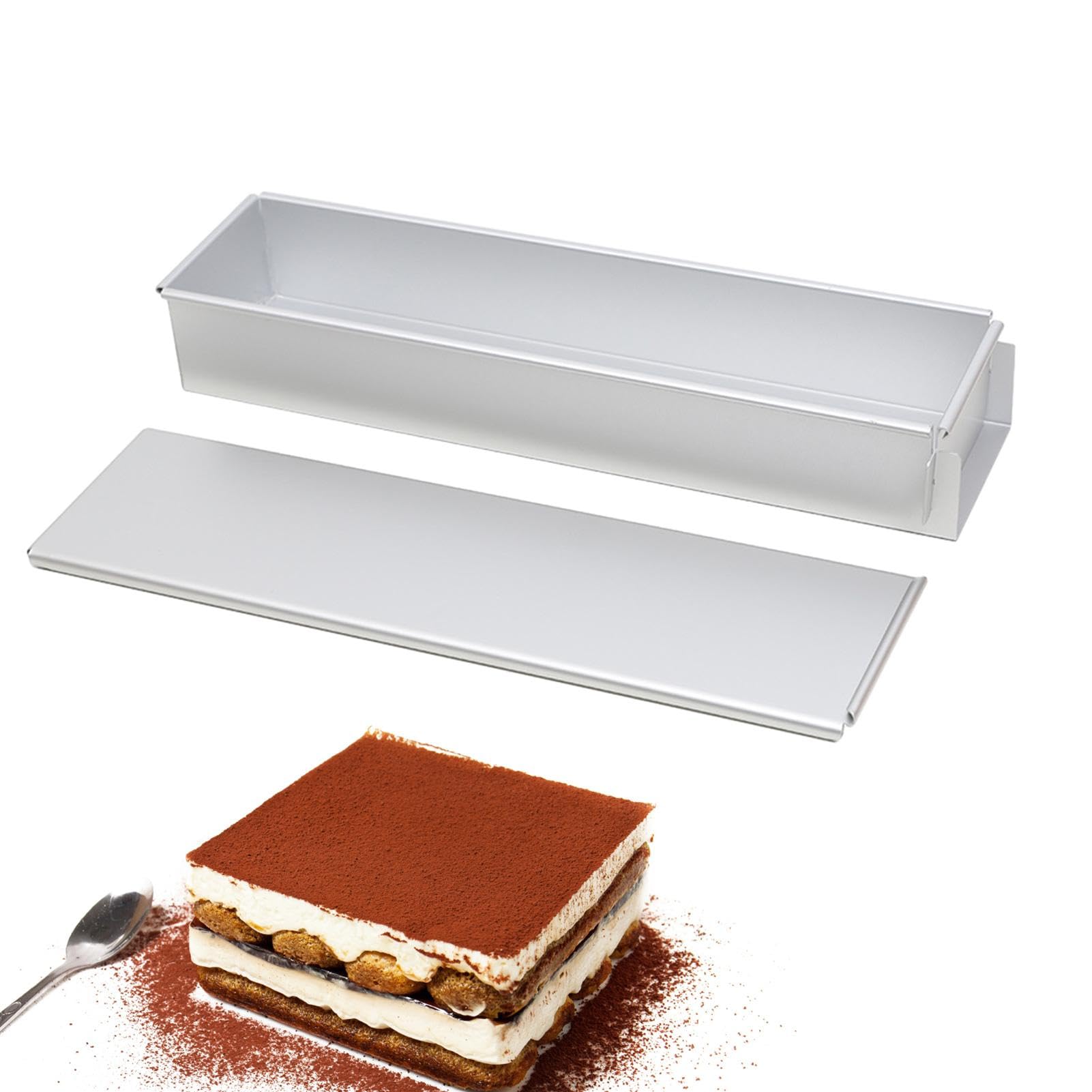 Tortiera rettangolare | Stampo per mousse in alluminio con coperchio | Teglia per pane, stampo per mousse rimovibile, teglia rettangolare per cheesecake, antiaderente per tiramisù, cheesecake, torta,
