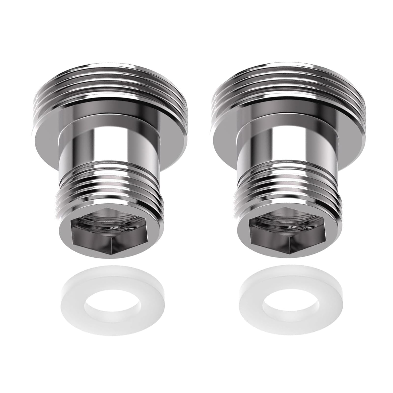 2 adattatori per rubinetto, adattatore per collegamento dell'acqua, adattatore per rubinetto M22 su M16, filettatura metrica M22 su M16, materiale in alluminio, adatto per rubinetti (argento)