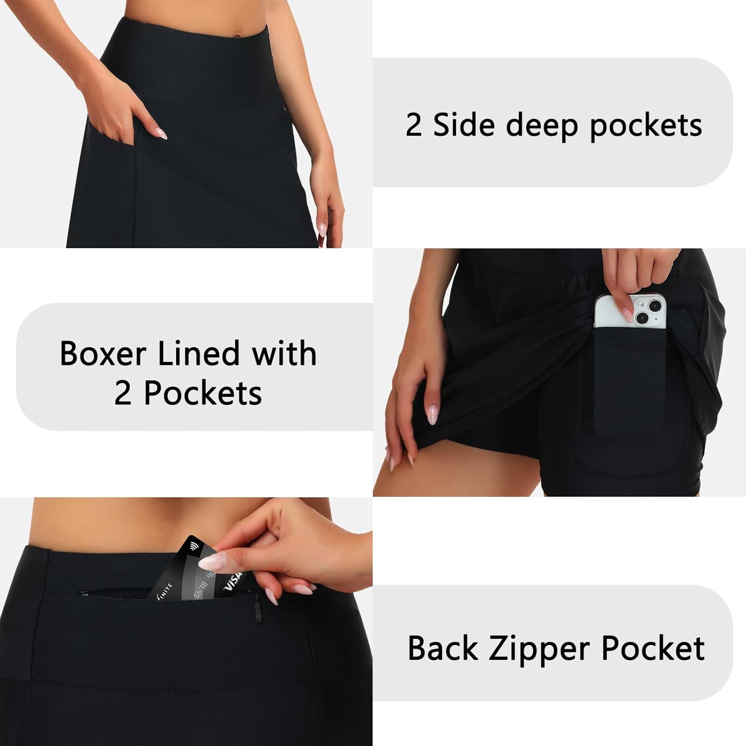 ANIVIVO Women's 20" Long Swim Skirts Tummy Control Bathing Suit Skirt High Waisted Swim Skort Modest Swimsuits Bottoms