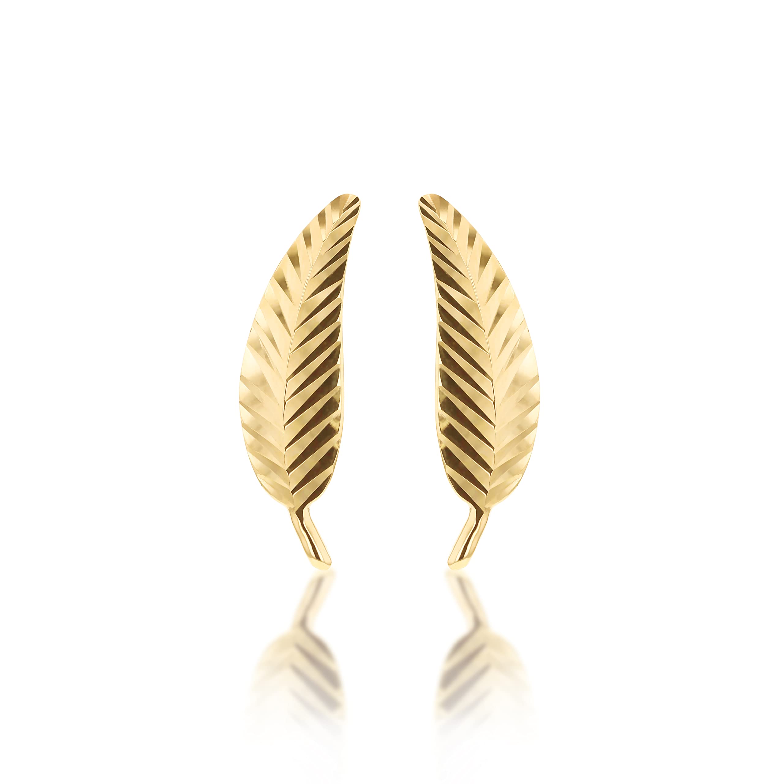 Boucles d'oreilles Carissima en or 9k taillées au diamant style feuille