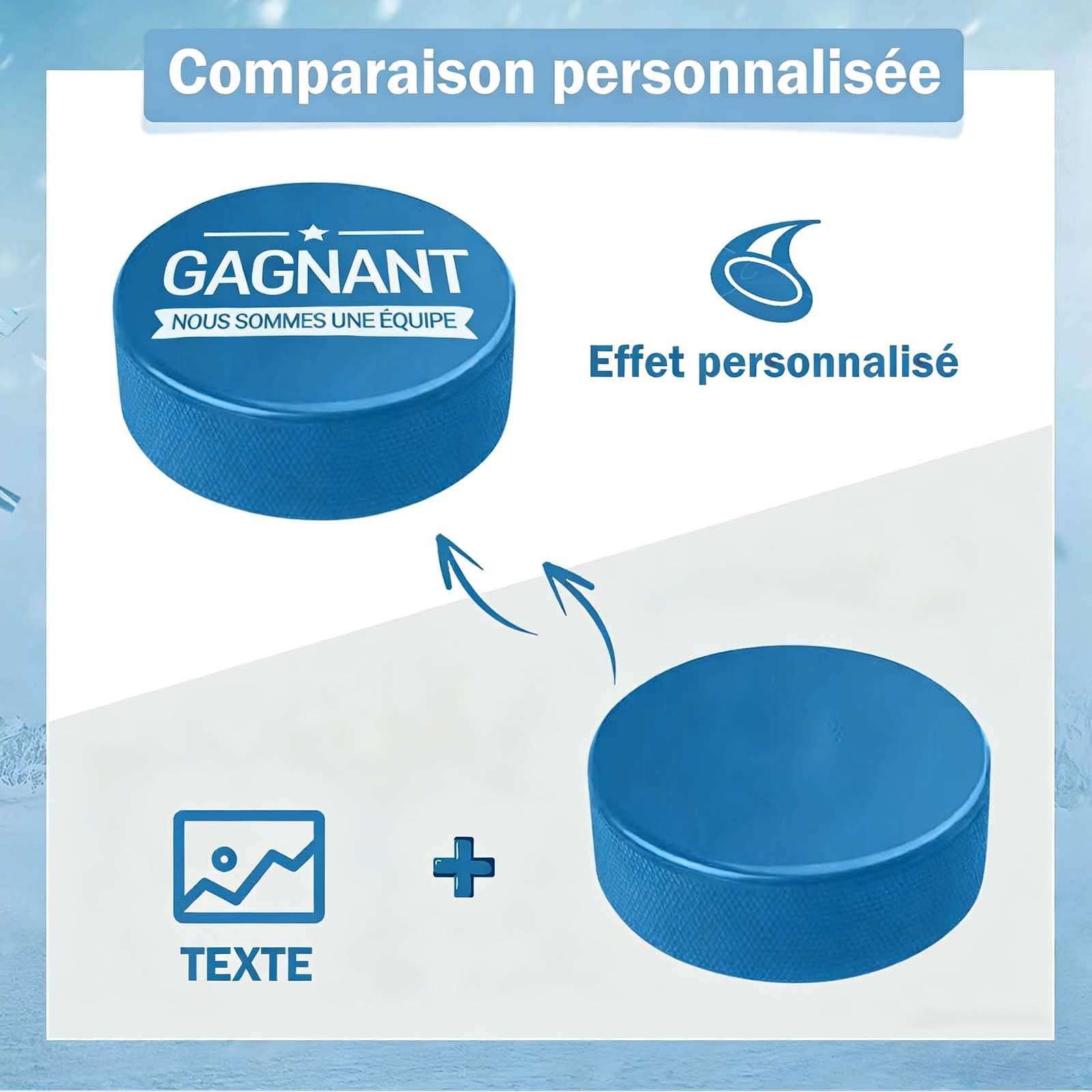 Générique Pucks de Hockey Personnalisée avec Photo et Nom – Palet en Caoutchouc, Taille et Poids Officiels – Cadeau Hockey Idéal pour Entraîneur, Joueur – Qualité Compétition pour Jeu et Déco
