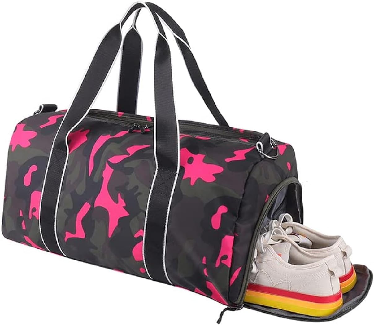 Kids Overnight Duffle Bag Girls Boys Sports Gym Bag with Shoe Compartment Wet Pocket Camouflage travel bag, 4Ping, Standard