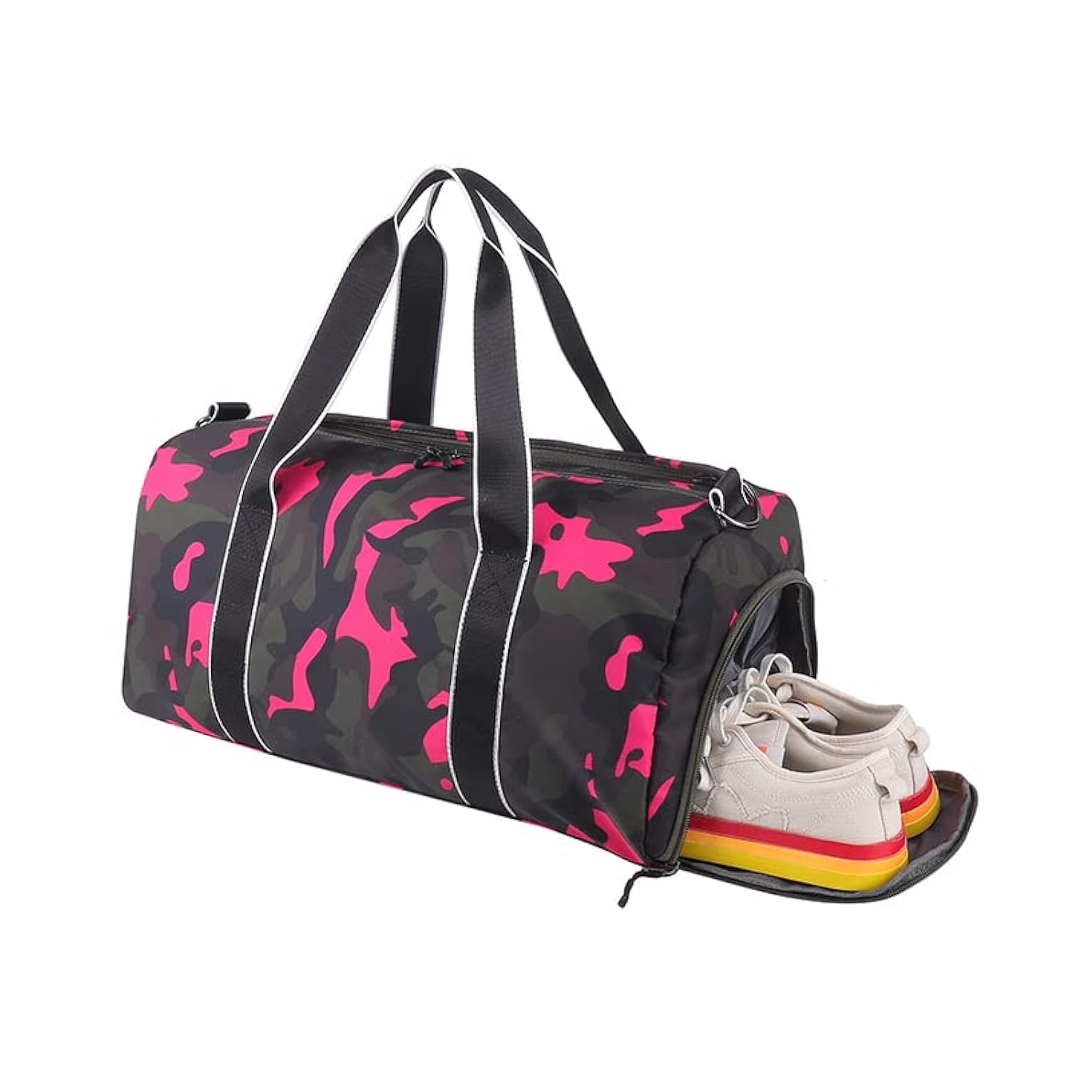 Kids Overnight Duffle Bag Girls Boys Sports Gym Bag with Shoe Compartment Wet Pocket Camouflage travel bag, 4Ping, Standard