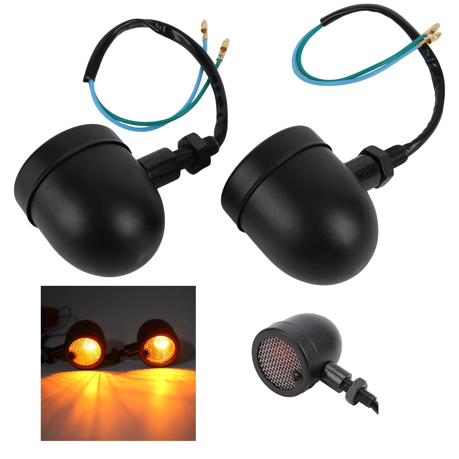 Richtingaanwijzer motorfiets - 2 stuks vintage metalen LED-indicatielampje | Achterlicht voor motorfiets, LED-motorflitsers voor fiets Vintage universeel metaal