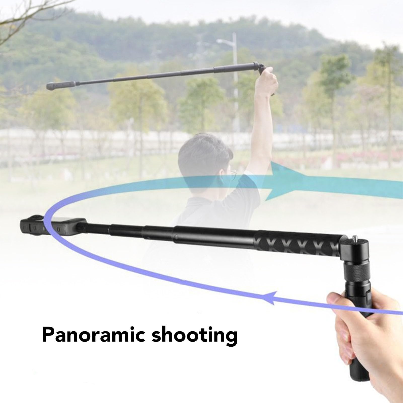 Treppiede con Impugnatura Time con Bastone Selfie Invisibile, Bastone Selfie Esteso da 120 Cm, Ruotabile a 360 Gradi, per X4, X3, ONE X2, ONE X, ONE RS