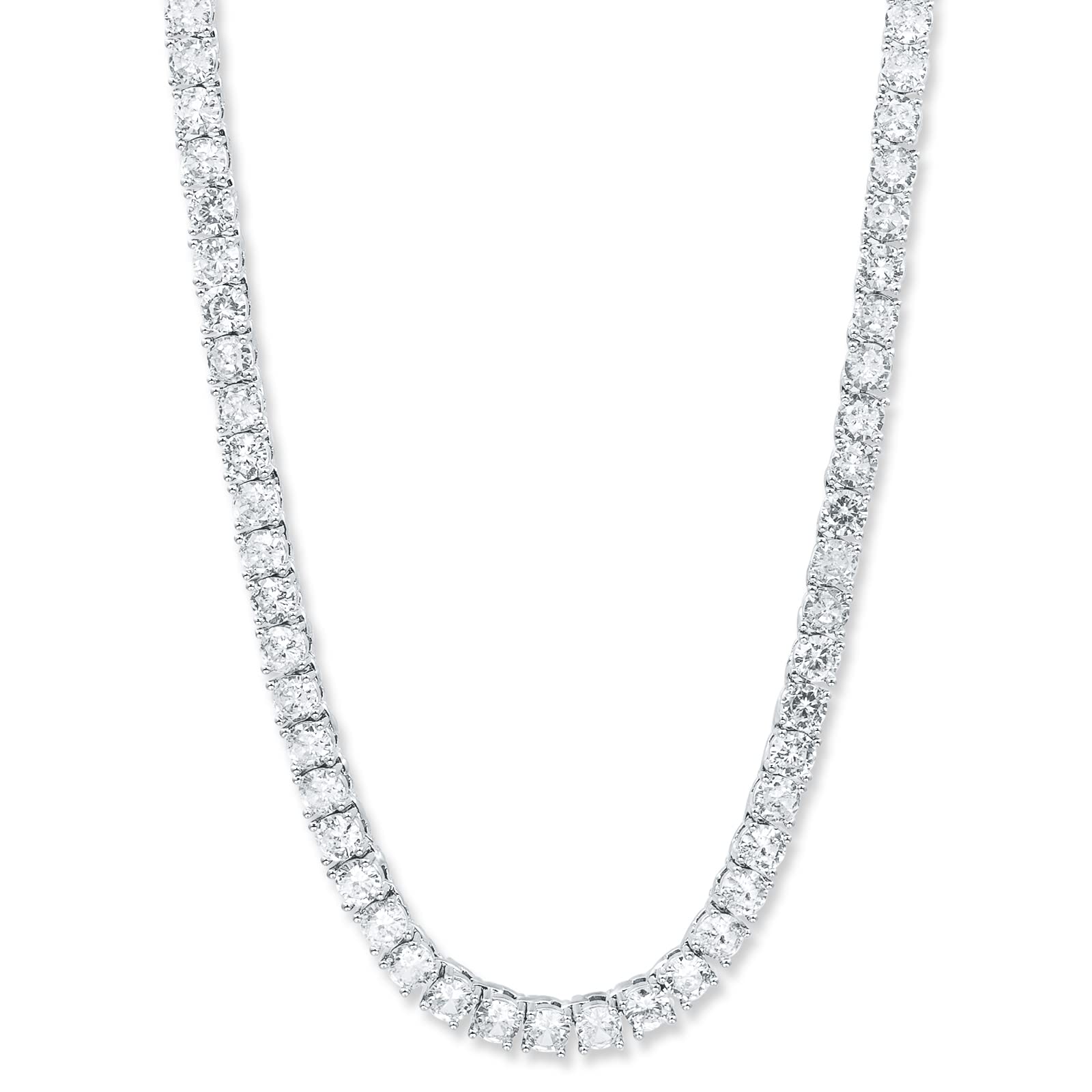 MegosTennis Chain 18K White Gold Plated 7mm Diamond chain necklaces, 22/24", for Men Women Rapper Hip Hop Out CZ Jewelry, Gift Box