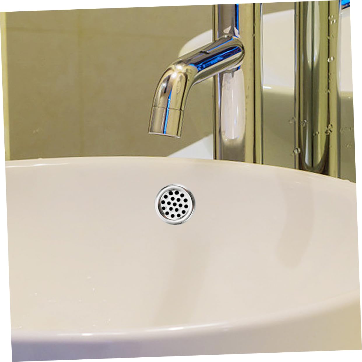 LIFKOME Copertura per Troppopieno Lavandino in Plastica Argento, Resistente alla Corrosione, Design Rotondo Elegante, Confezione da 10 Pezzi per Cucina e Bagno