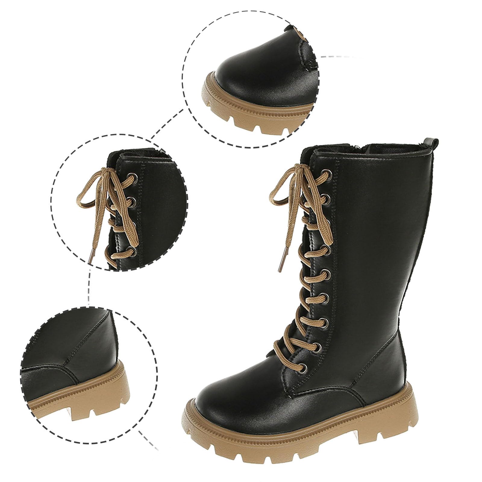 Generico Stivali Bianchi 𝒉𝒖𝒏𝒕𝒆𝒓Bambina,Scarpe Sportive per Bambini E Bambine alla Moda con Suola Spessa E Piatta Antiscivolo Facili da Indossare con Tomaia in Pu Stivali Comodi
