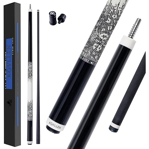 KONLLEN Carbon Fiber Pool Cue Stick with PRO Taper Shaft Super Low Deflection Billiard Pool Cue Ebony Hand-Made Inlay Billiard Pool Cue Sticks-Competition Level, Ultra-Smooth, Professional