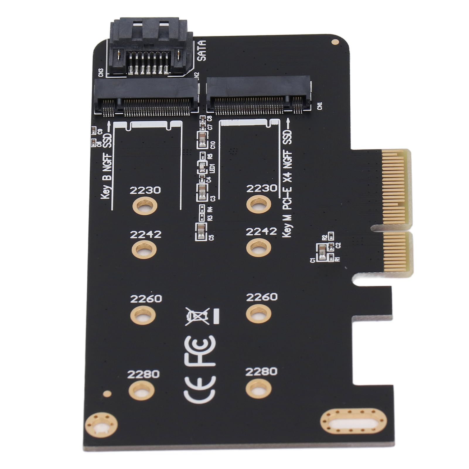 Qiilu High Compatibility NGFF M.2 to PCIe Adapter Support NGFF B Key M Key PCIe X4 Card with 3.0 Cable for 2242 2260 2280 SSD High Performance Memory Card Adapters