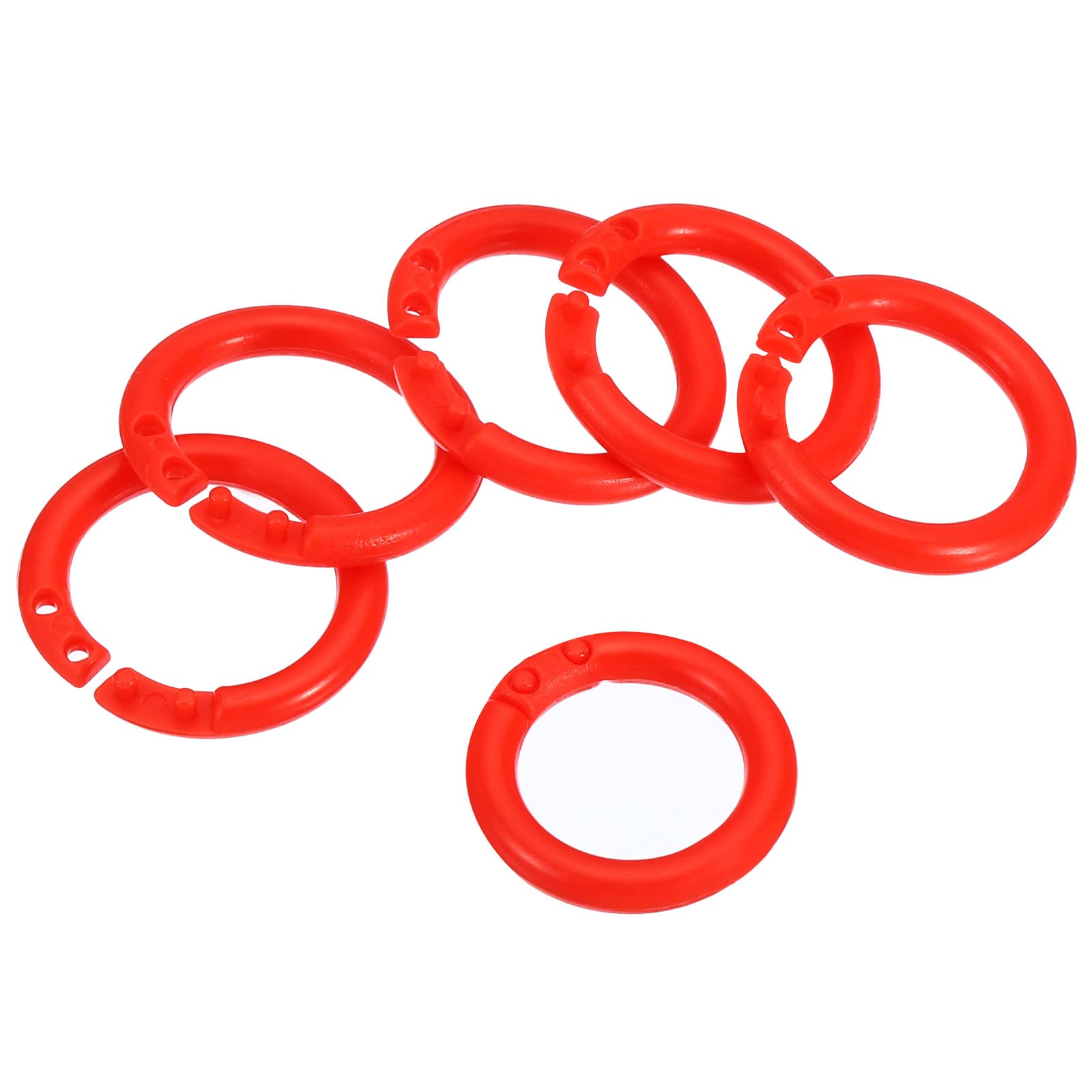 PATIKIL 0.8" OD 0.6" ID Loose Leaf Rings, 50 Pack Binder Ring Plastic for Book DIY Scrapbook Notebook Photo Album, Red