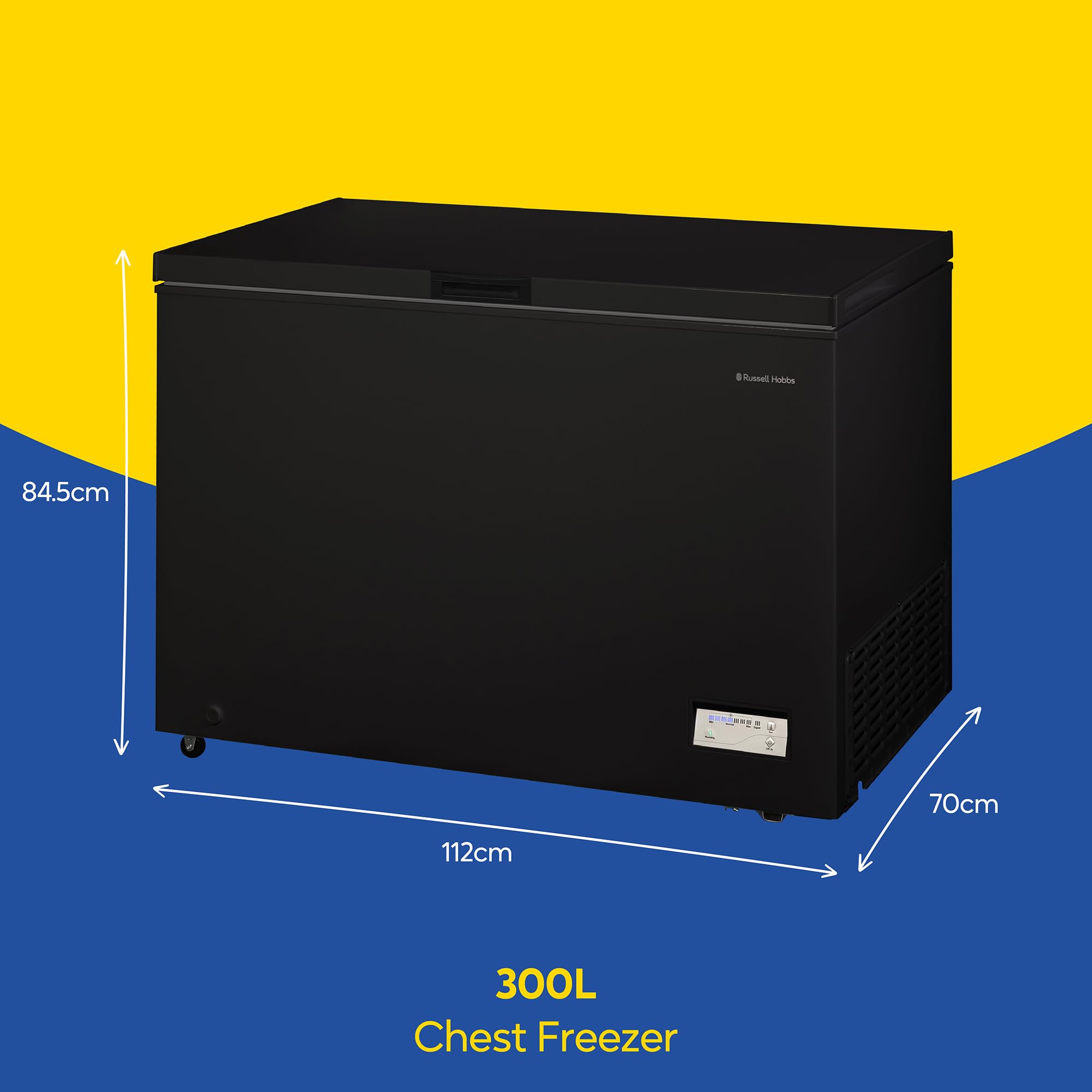 Russell Hobbs Free Standing Chest Freezer, 300 Litres, Low Noise, Garage Safe, Counterbalance Lid, Front Drain Hole, 1.8m Cord, Castor Wheels, 5 Year Registered Guarantee Black, RH300CF201B — view 2