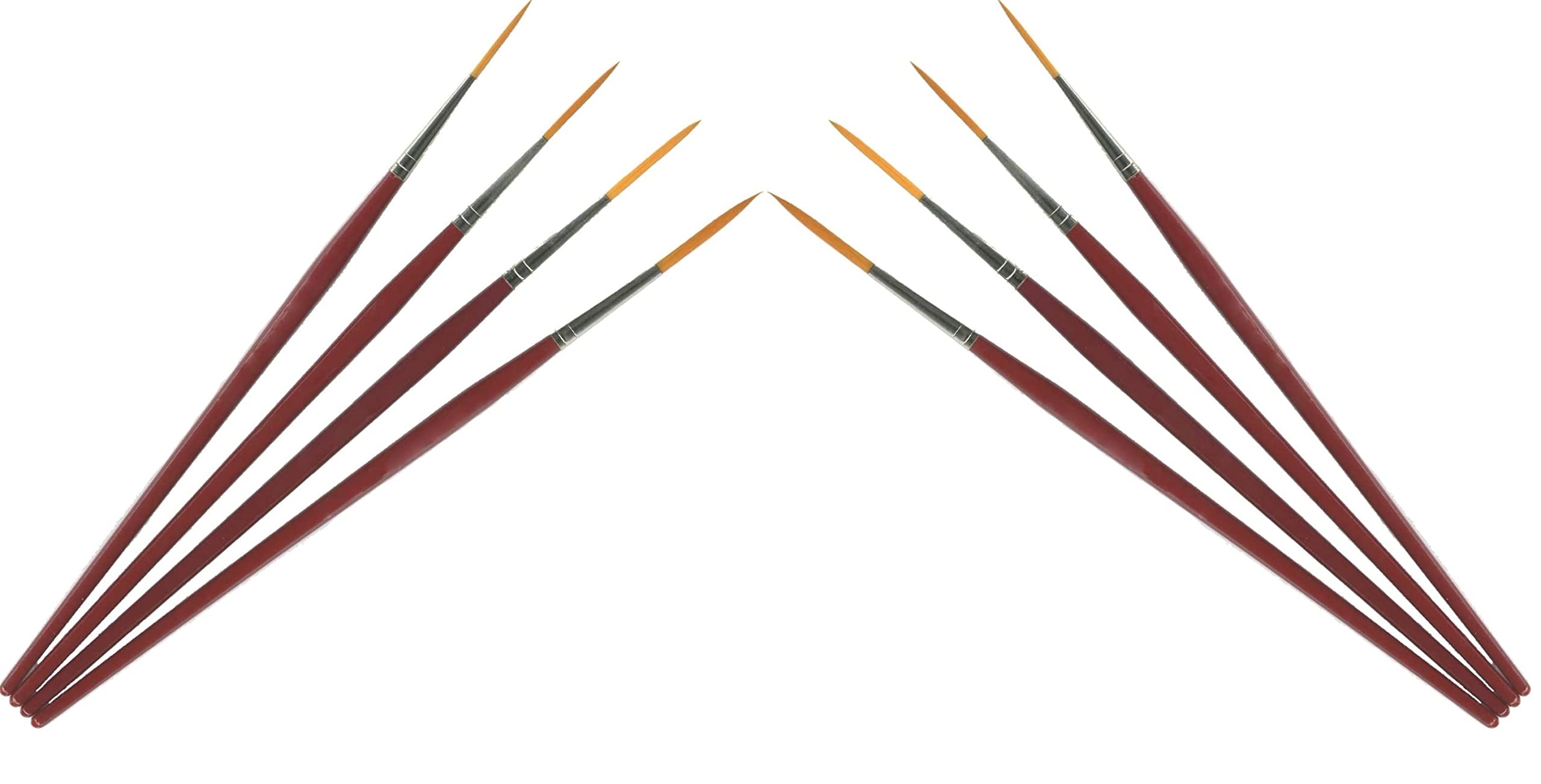 Juego de 2 pinceles de aparejador (8 pinceles), tamaños 0, 1, 2, 3, pinceles profesionales para detalles finos, asas ergonómicas, ideal para artistas, suministros de pintura acrílica