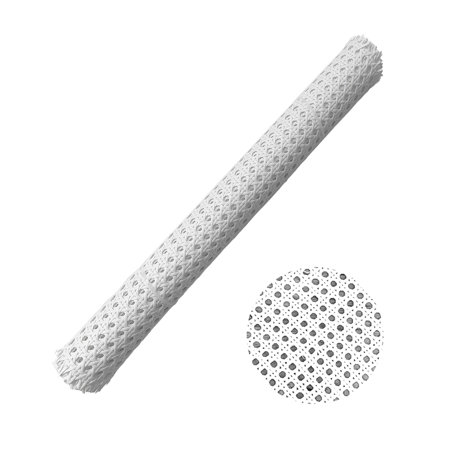 Plastic White Cane Webbing Roll, 15.8 Inch x 3.3 Ft Handwoven Synthetic Poly Rattan Weaving Material