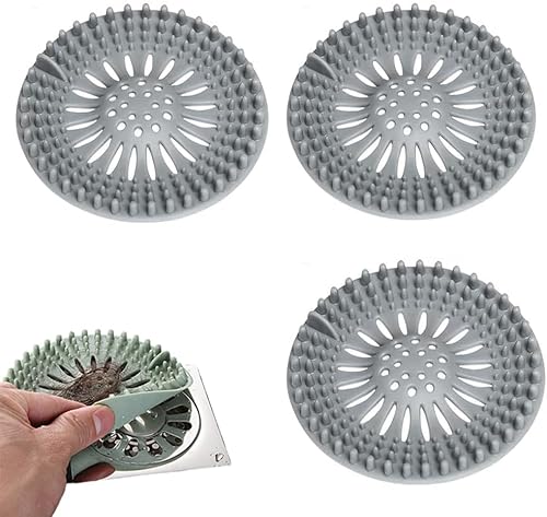 Recogedor de pelo de silicona para desagüe de ducha, paquete de 3 protectores de drenaje para tina, colador, cubierta de drenaje para ducha,