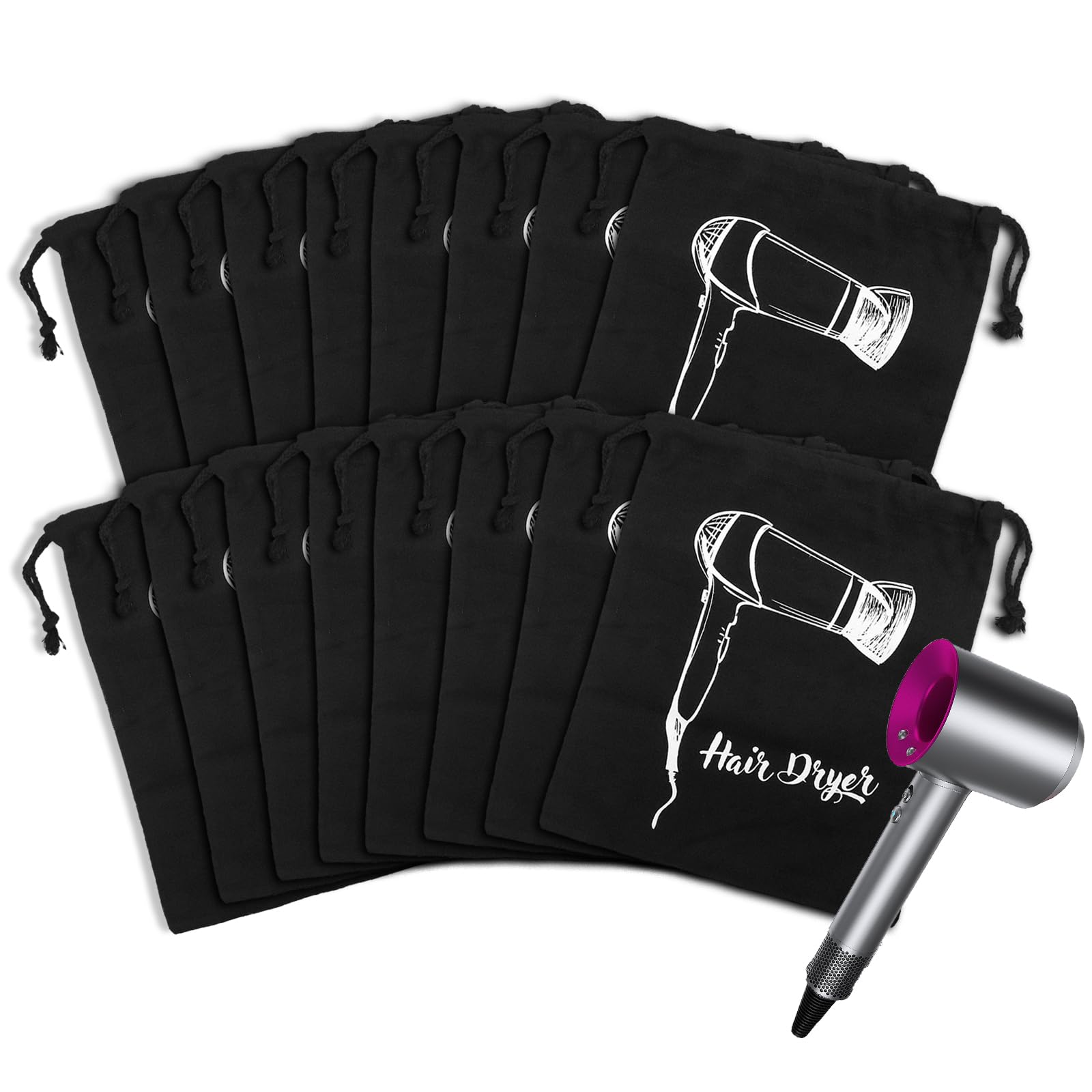 Bolsas para secador de pelo a granel, bolsa de almacenamiento con cordón para secador de pelo, estuche para secador de pelo, accesorios para hotel, hogar, viajes, baño, 13.7 x 11.8 pulgadas (16
