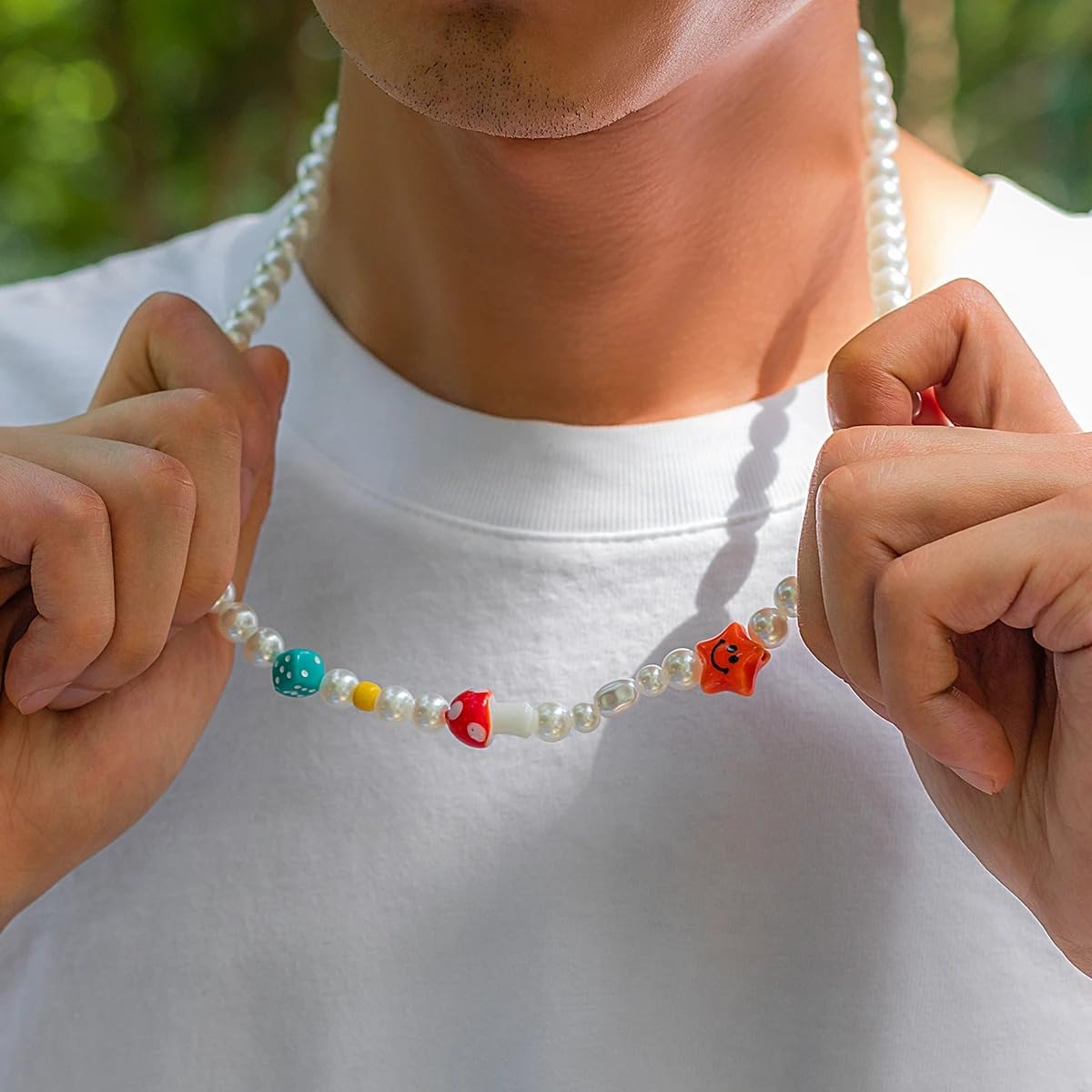 Generic Akcesoria dla dziewczynek Srebro 925 Preppy Naszyjnik dla kobiet i dziewcząt, Żółty Smiley Face Choker Naszyjnik z koralików Śliczny letni naszyjnik z kołnierzykiem Kolorowy naszyjnik,