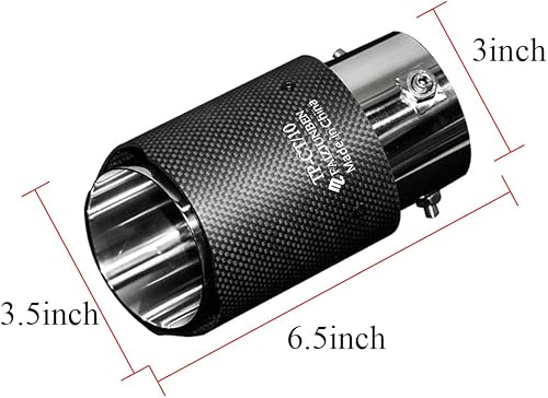 Miniatura 10 de FAIZJUNBEN entrada de la punta de escape de fibra de carbono 2.8" salida 3.5" longitud 6.5", punta de escape de fibra de carbono espejo -