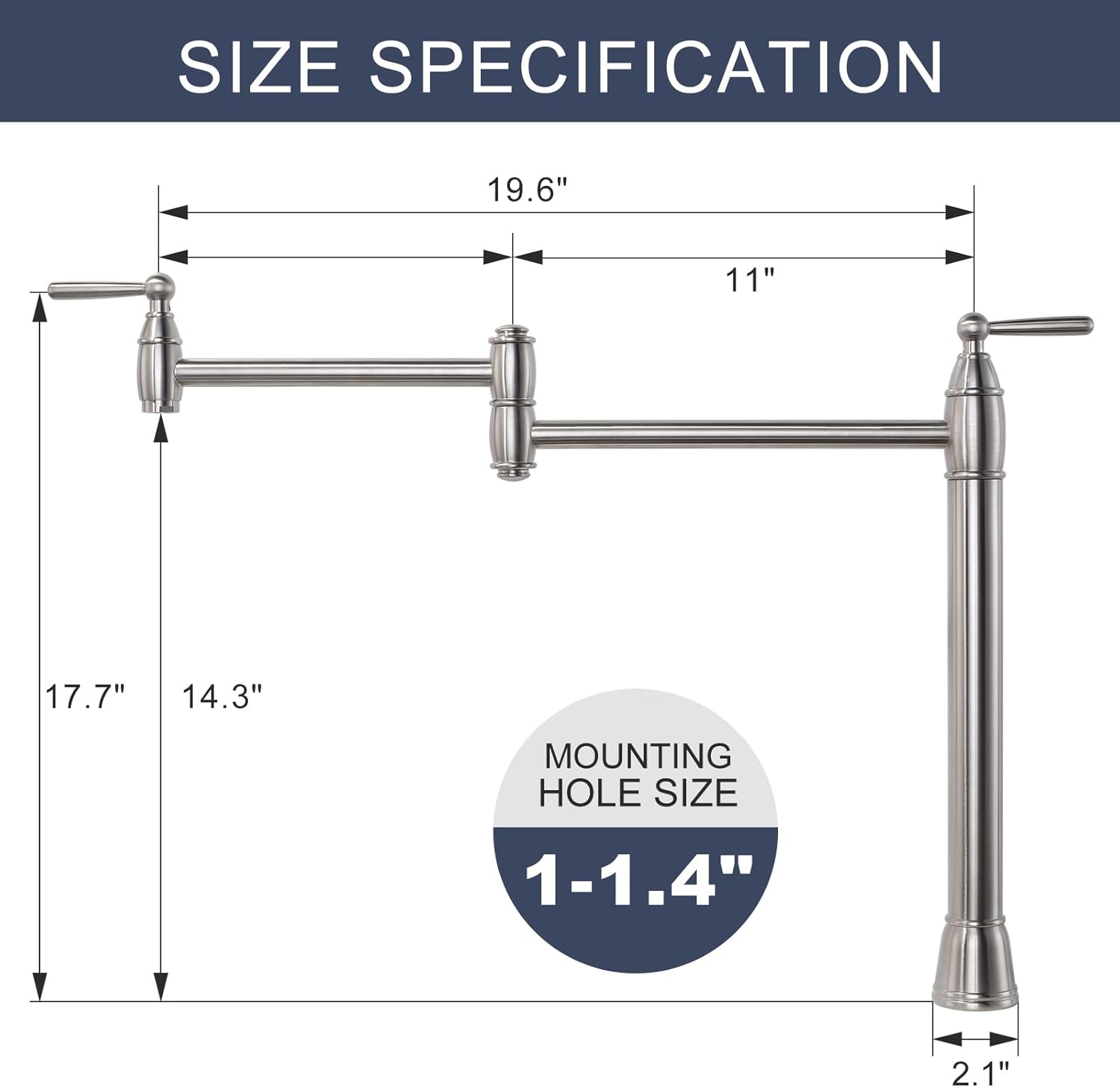 Brushed Nickel Double Handle Deck Mount Pot Filler Faucet
