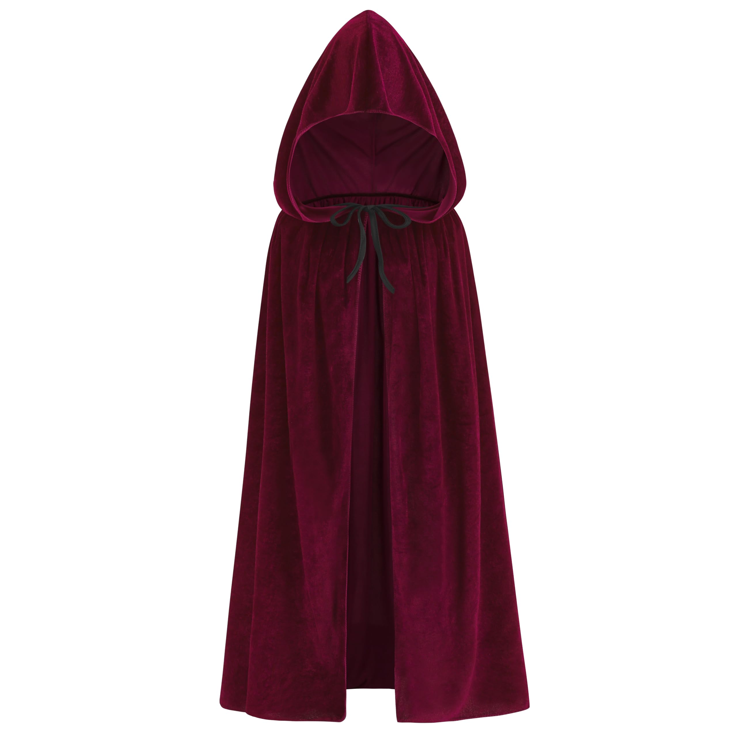 HAPNBCELE Unisex Velvet Cape Hooded Cloak, Halloween Christmas Costume Medieval Masquerade Wizard Vampire Party Fancy Dress (Wine Red, 59.05"/150cm) — image 1