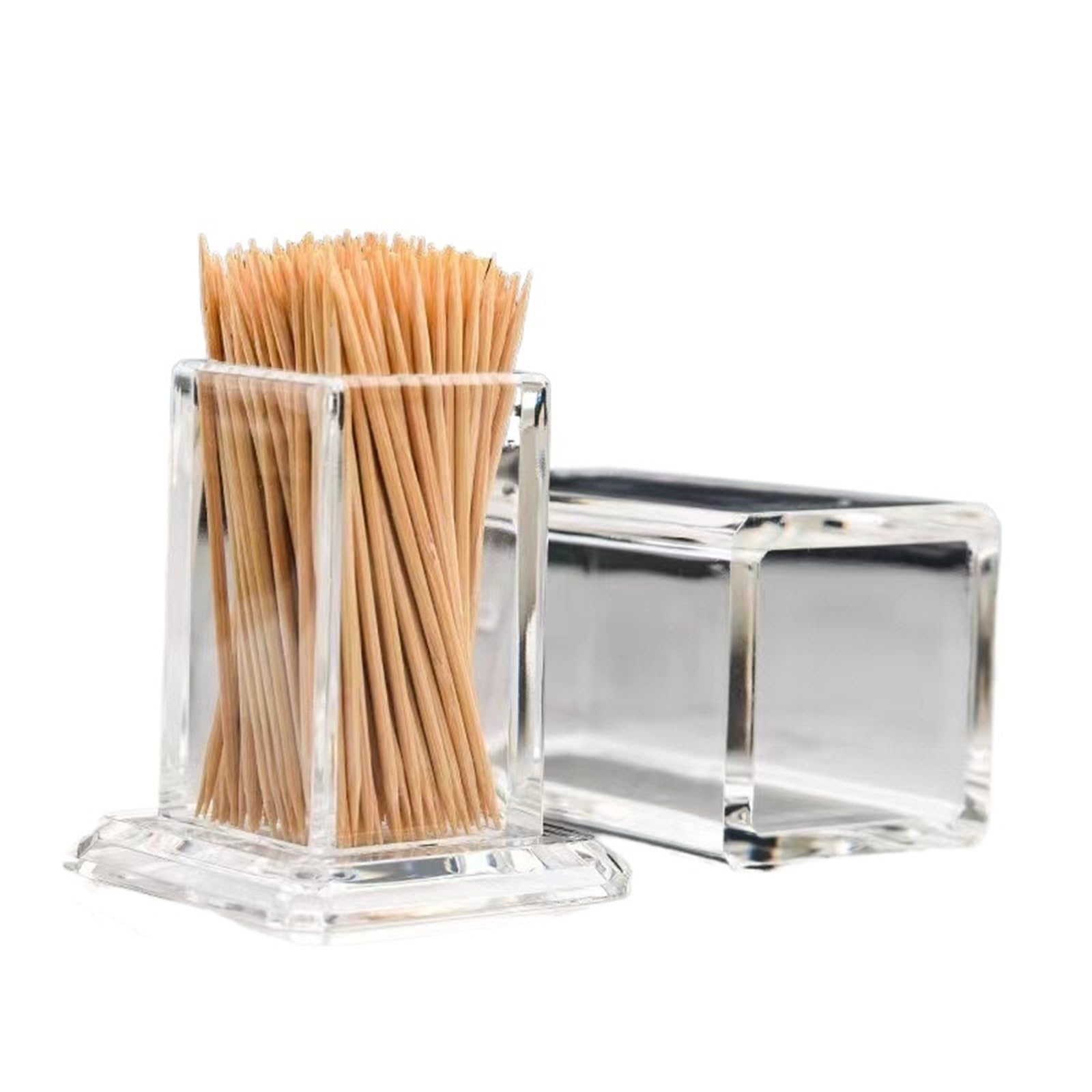 PSNKLMM 2pcs Toothpick Holder Storage Box Thickened Transparent Portable Home(4pcs-Transparent)