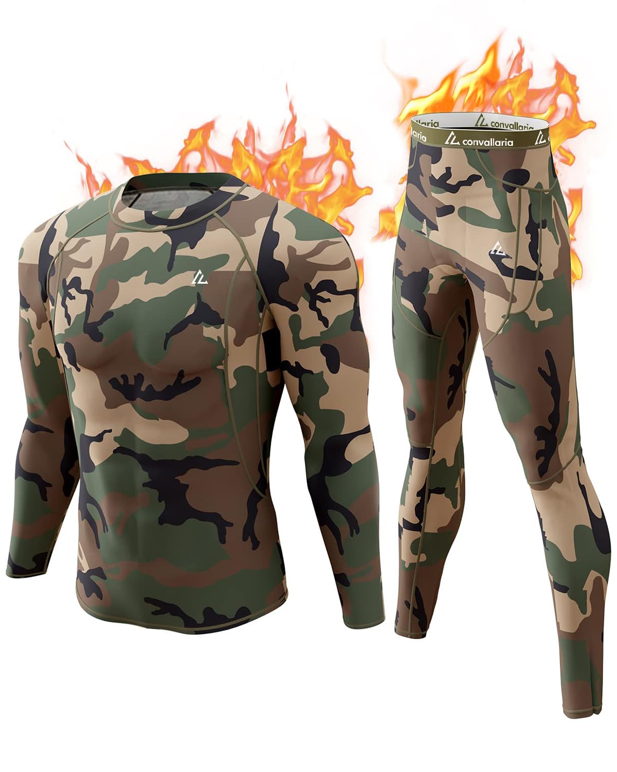 CL convallaria Men's Thermal Long Johns Set – Ideal Sport Base Layer for Winter Hunting & Gifts