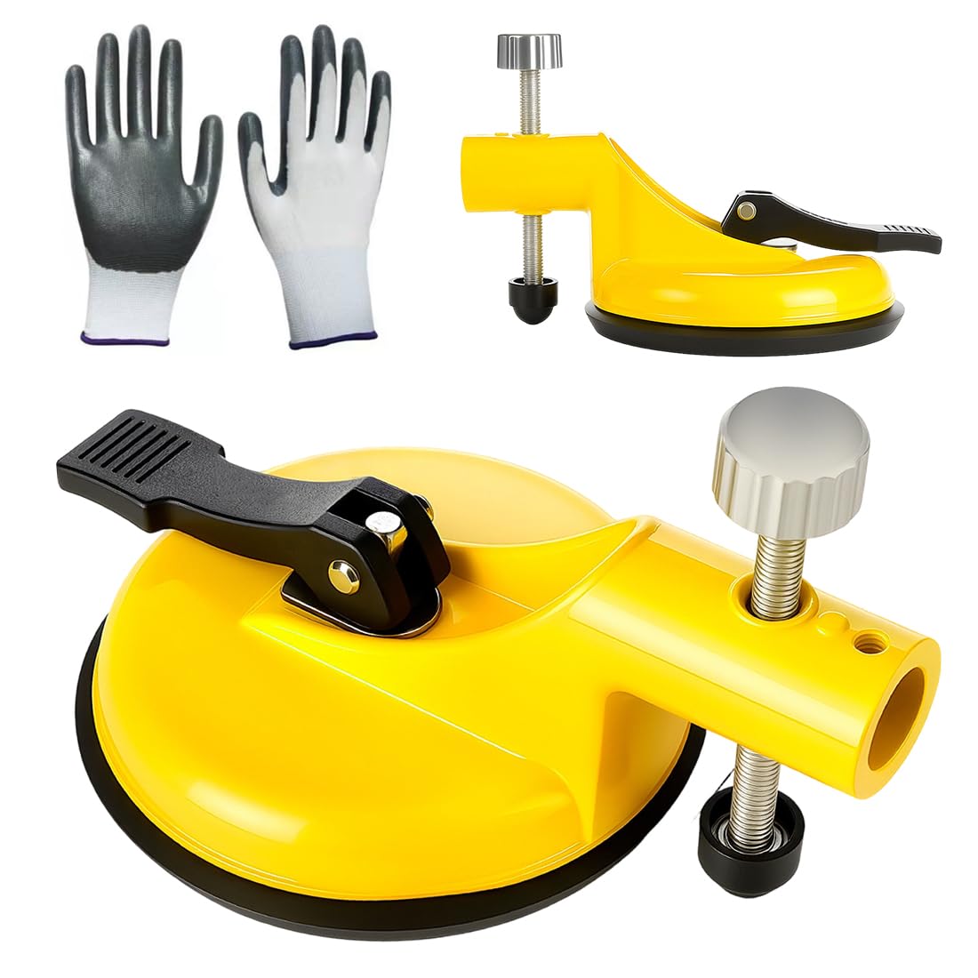 Produktbild von RANJIMA Laminatboden Verlegungswerkzeug – Saugheber Mit 60 Kg Tragkraft, Silikon-Saugnapf, Inkl. Handschuhe – Für Fliesen, Glas & Glatte Böden