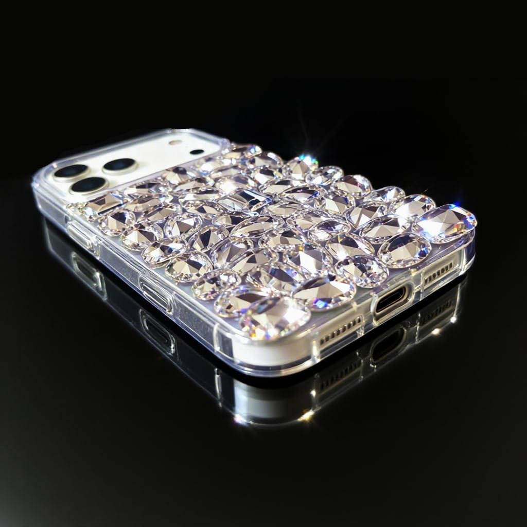 Bonitec Luxury Bling Case Compatible with iPhone 17 Pro, 3D Sparkle Crystal Glitter Diamond Rhinestone Cover for Women, Girly Shiny Phone Case Clear - Image 5