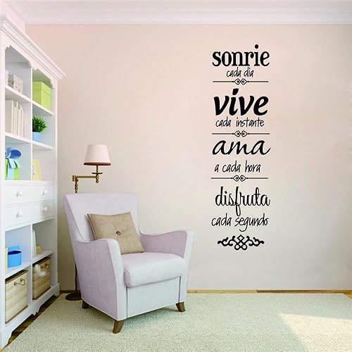 Miniatura 5 de Calcomanía de pared con reglas familiares inspiradoras españolas, Sonríe, Vive, cita AMA para comedor y sala de estar, arte de vinilo de PVC