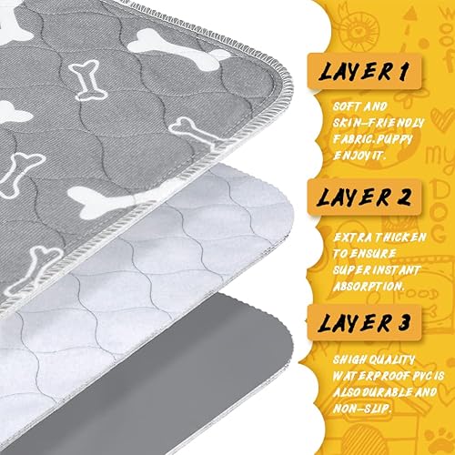 Miniatura 3 de Paquete de 6 almohadillas lavables para orina para perros, almohadillas reutilizables de 32 x 28 pulgadas, almohadillas antideslizantes para