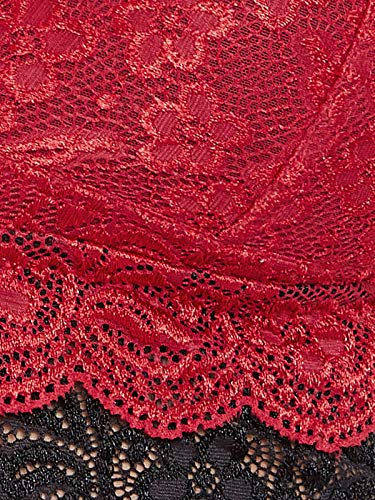 Image of Clovia Women's Lace Padded Non-Wired Demi Cup Plunge Bralette