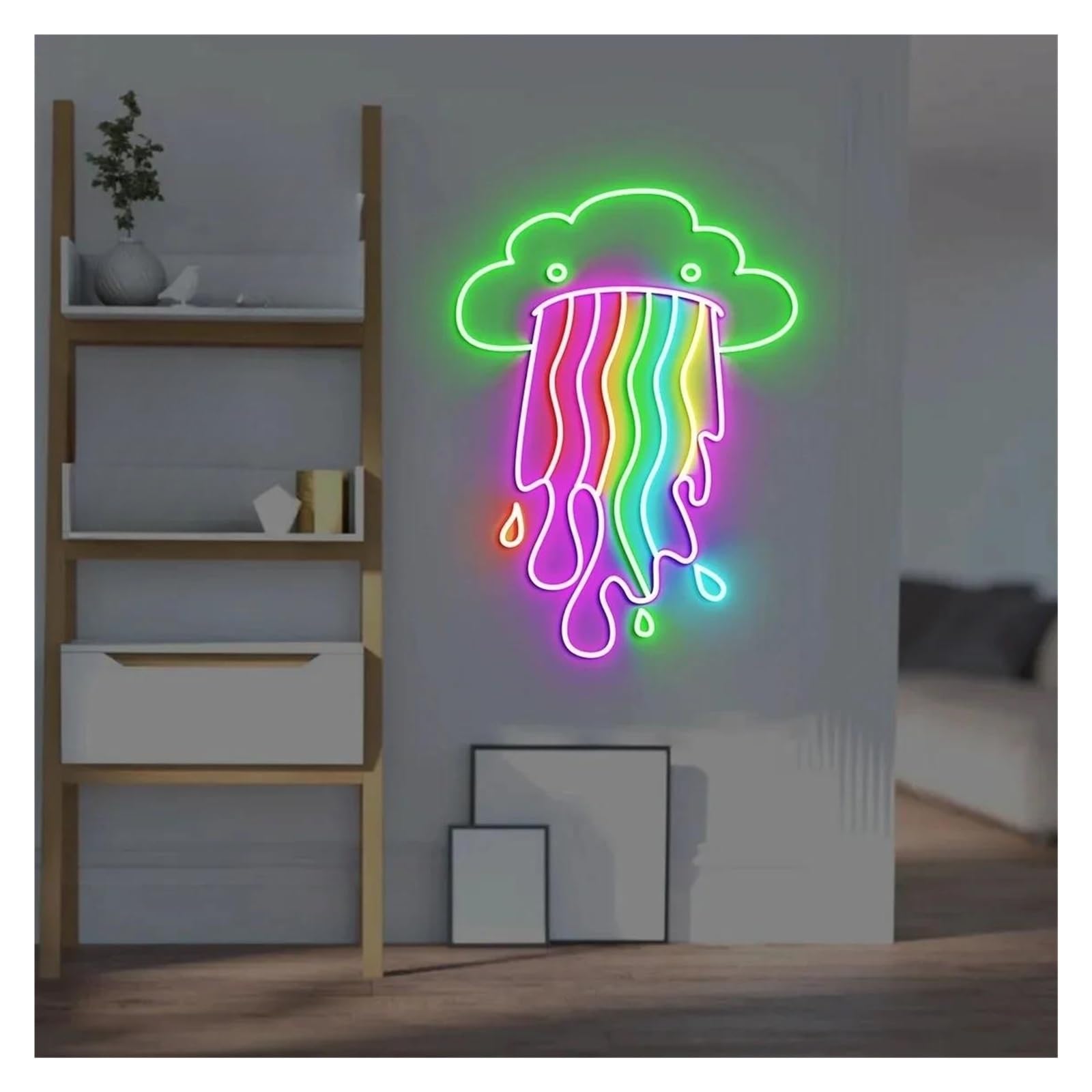 Shouxi C Sign Lamp Rainbow Loud Neon Sign Usb Powered Adjustable Brightness Neon Lights Suitable For Hildren's Room Home Wall Decor 38Cm(C)