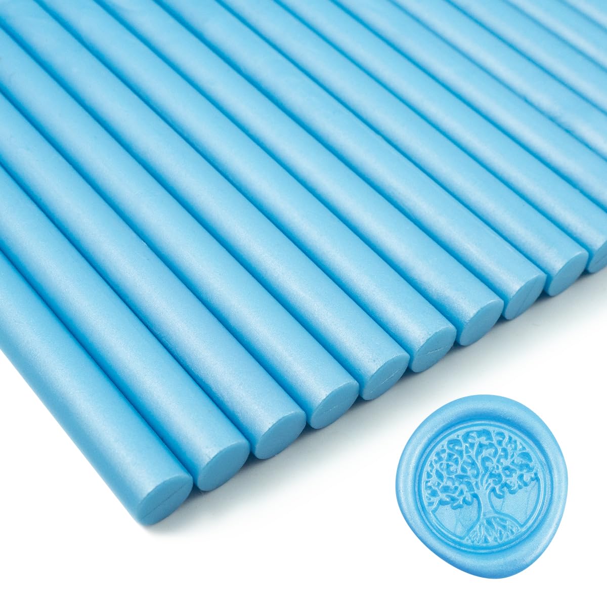 Wax Seal Stick, Tomgenrine 15 Pieces Glue Gun Wax Seal Sticks,for Letter Greeting Cards Wine Sealing Crafts Making Wedding and Party Invitations(Lakeside Blue)