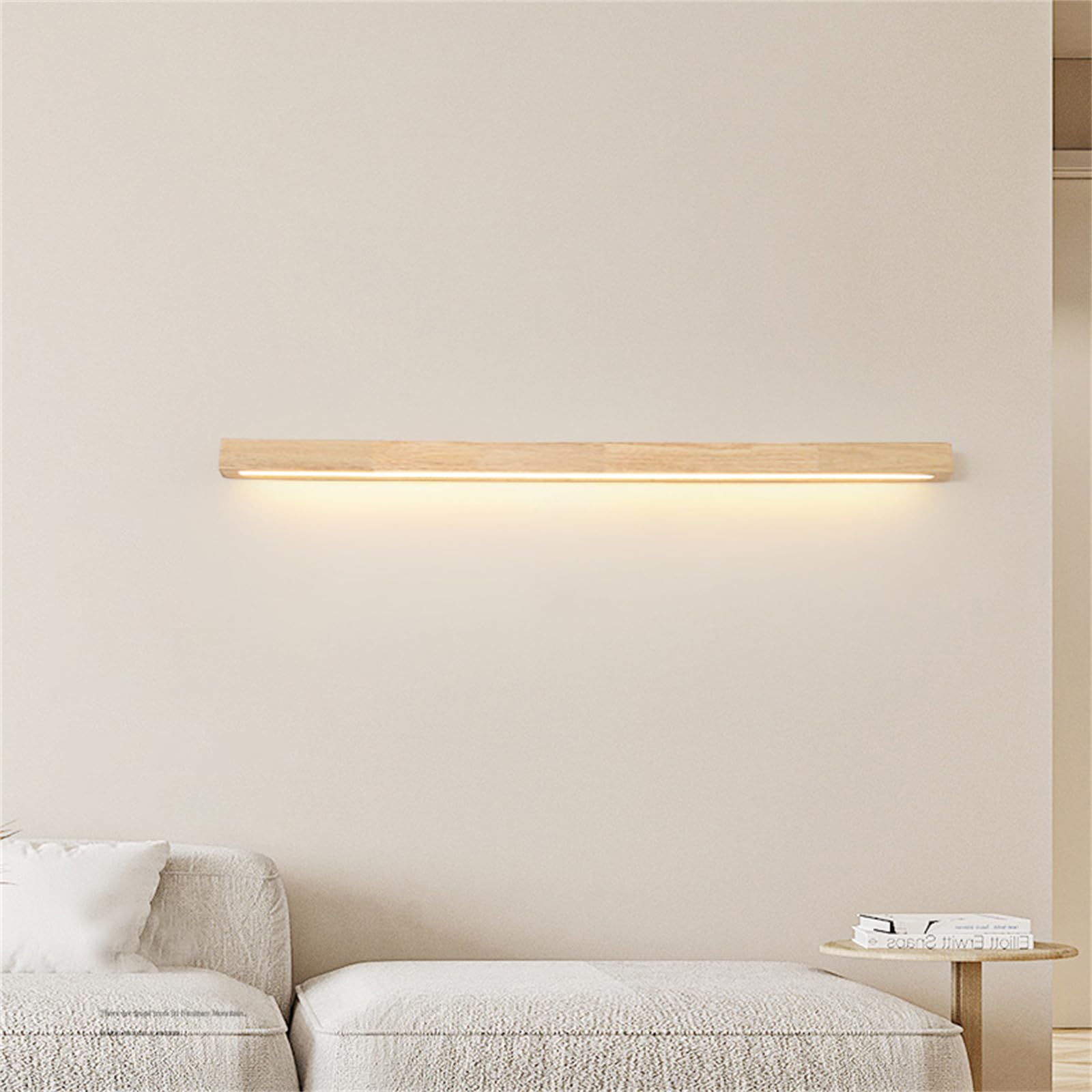 Dimmbar LED Wandleuchte Innen Holz Wandlampe Lange 2700K/4500K/6500K Lampe Modern Wandbeleuchtung Für Schlafzimmer Wohnzimmer Flur Treppenhaus Innenbeleuchtung Nachtlampe (Holz,120CM)