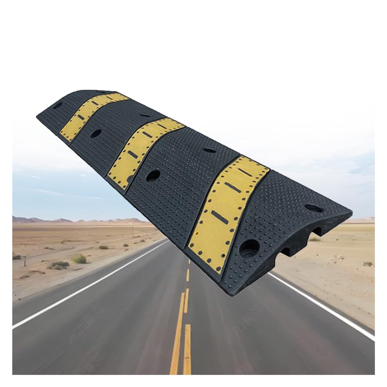 TIANQIHAO Speed Bump With 2 Cable Channels,Heavy-Duty Rubbertraffic Calming Hump,22,000 Lbs,For Asphalt Concrete Gravel Driveway,Quick Installation