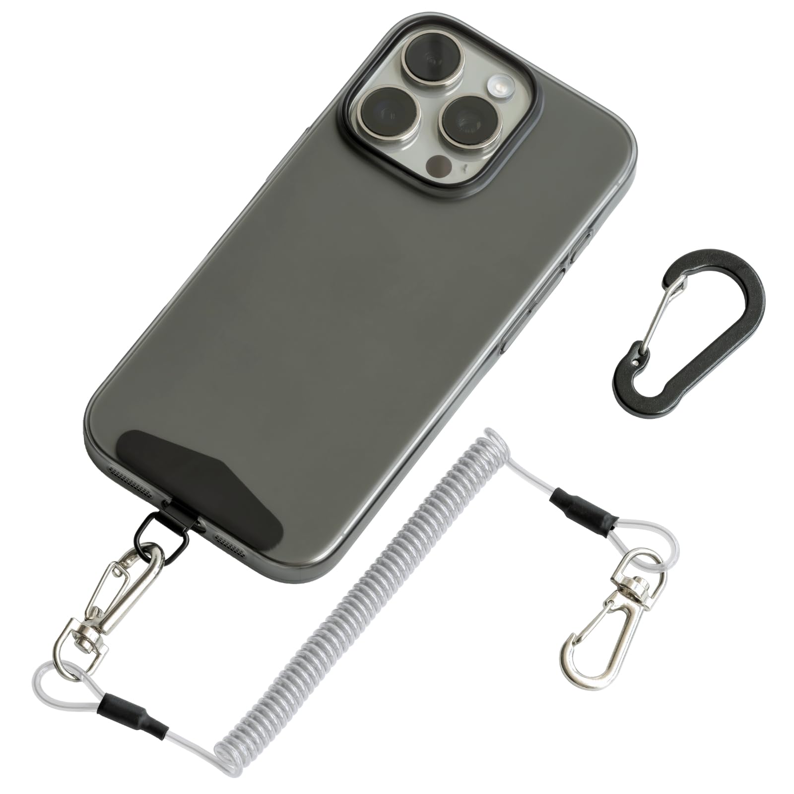 Dragonne Téléphone Extensible Muuee | Anti-chute & Anti-vol | Câble Acier 7 Brins (jusqu'à 1m) | Coussinet Métal Universel | Pour Rando, Vélo, Sorties