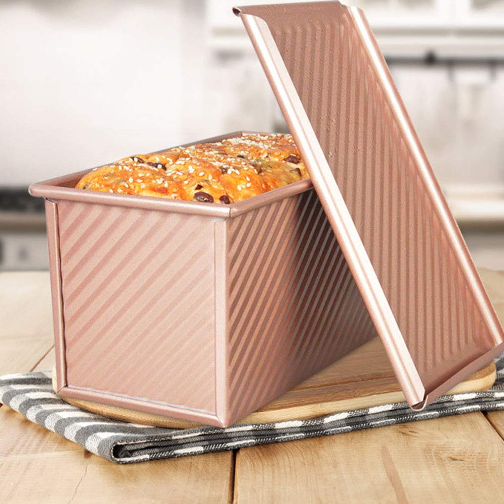 Antihaftbeschichtete Brotbackform, Toastbox, Brotbackform Mit Deckel, Aluminiumlegierung, Schnelles Und Gleichmäßiges Erhitzen, Zum Zubereiten Von Kuchen Und Brot,Wave Type-450g Dough