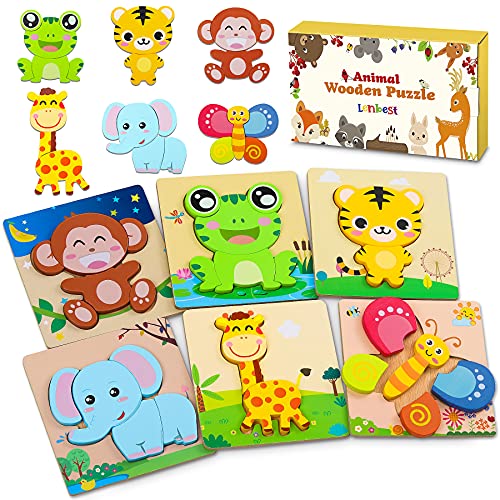 lenbest 6 Piezas 3D Rompecabezas de Madera Animales para Ni&ntilde;os, Puzzle de Madera con...