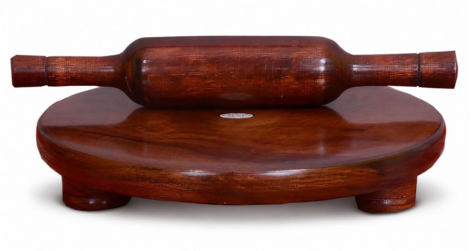 S S Wood Nation Sheesham Wooden Pure Rosewood Wooden Chakla Belan Rolling Pin Board/Roti Maker/Chakla Belan/Chapati Maker/papad chakla for Home 10 Inch-image-42