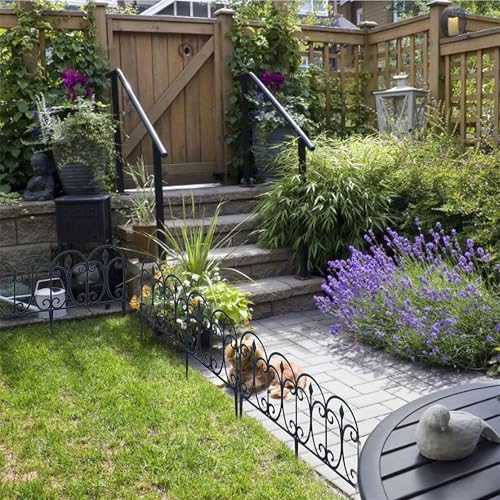 5er Set Gartenzaun Dekorativer Eleganter Zaun aus Wetterfestem Kunststoff, Zierzaun zum Stecken 23cm hoch, Schöner Dekozaun, Gesamtlänge 2,9m