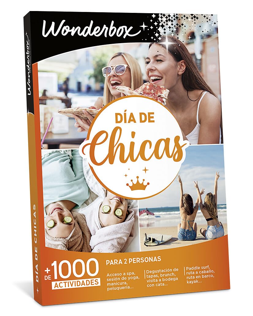 WONDERBOX - Caja Regalo - DÍA de Chicas - 1 Actividad de gastronomía, Actividad de Bienestar o de Aventura a Elegir para 2 Personas - Válido Durante 3 años y 3 Meses