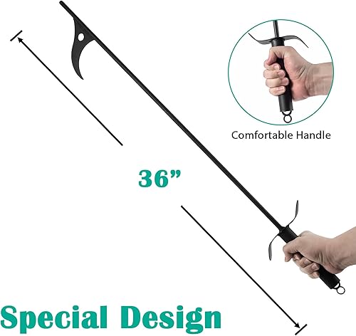 Miniatura 8 de Palo de póquer para fogata de 40 pulgadas y pinzas para chimenea de 26 pulgadas, agarrador de troncos, campamento, estufa de leña, uso en exteriores